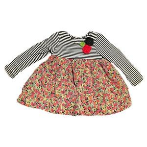 Pippa & Julie Girls Size 2T Twirl Dress B&W Stripe Red Green Black Floral